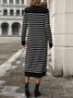 Robes Pulls Rayé Décontracté Automne Poids lourd Micro-élasticité Ample Manches Longues Col Rond Fil/fil de laine pour Femmes