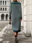 Robes Pulls Rayé Décontracté Automne Poids lourd Micro-élasticité Ample Manches Longues Col Rond Fil/fil de laine pour Femmes