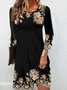 Robes Décontracté Floral Printemps / Automne Naturel Ample Mini Manches Longues Élasticité moyenne Non Ceinture pour Femmes