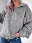 Sweat-shirts Décontracté Plain Printemps / Automne Polyester Col V Ample Manches Longues Droit Régulier pour Femmes