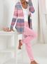 Deux Pièces Ensembles Femmes Bloc de Couleur Décontracté Printemps / Automne Polyester Sweat-shirt à Capuche Naturel Ample Manches Longues Droit