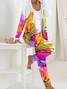 Deux Pièces Ensembles Décontracté Floral Printemps / Automne Polyester Sweat-shirt à Capuche Naturel Ample Régulier T.-N.-L. pour Femmes