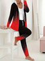 Deux Pièces Ensembles Géométrique Décontracté Printemps / Automne Sweat-shirt à Capuche Naturel Quotidien Manches Longues Top Avec Pantalons Droit pour Femmes