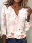 T-shirts Femmes Décontracté Floral Printemps / Automne Polyester Micro-élasticité Entaillé Régulier Régulier Non