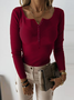 Pulls Décontracté Plain Printemps / Automne à Haute Élasticité Serré Manches Longues Col Rond Fil/fil de laine Régulier pour Femmes