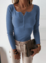 Pulls Décontracté Plain Printemps / Automne à Haute Élasticité Serré Manches Longues Col Rond Fil/fil de laine Régulier pour Femmes