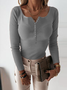 Pulls Décontracté Plain Printemps / Automne à Haute Élasticité Serré Manches Longues Col Rond Fil/fil de laine Régulier pour Femmes