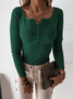 Pulls Décontracté Plain Printemps / Automne à Haute Élasticité Serré Manches Longues Col Rond Fil/fil de laine Régulier pour Femmes