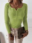 Pulls Décontracté Plain Printemps / Automne à Haute Élasticité Serré Manches Longues Col Rond Fil/fil de laine Régulier pour Femmes