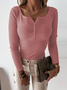 Pulls Décontracté Plain Printemps / Automne à Haute Élasticité Serré Manches Longues Col Rond Fil/fil de laine Régulier pour Femmes