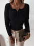 Pulls Décontracté Plain Printemps / Automne à Haute Élasticité Serré Manches Longues Col Rond Fil/fil de laine Régulier pour Femmes