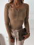 Pulls Décontracté Plain Printemps / Automne à Haute Élasticité Serré Manches Longues Col Rond Fil/fil de laine Régulier pour Femmes