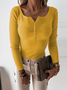Pulls Décontracté Plain Printemps / Automne à Haute Élasticité Serré Manches Longues Col Rond Fil/fil de laine Régulier pour Femmes