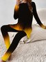 Deux Pièces Ensembles Femmes Décontracté Printemps / Automne Nationalité/ethnie Tricoté Taille Élastique Manches Longues Col Rond Top Avec Pantalons Régulier