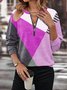 Sweat-shirts Géométrique Décontracté Printemps / Automne Polyester Zip Micro-élasticité Quotidien Manches Longues Droit pour Femmes