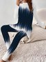 Deux Pièces Ensembles Femmes Décontracté Printemps / Automne Nationalité/ethnie Tricoté Taille Élastique Manches Longues Col Rond Top Avec Pantalons Régulier
