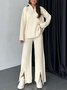Deux Pièces Ensembles Décontracté Plain Printemps / Automne Tricoté Zip Quotidien Top Avec Pantalons Régulier Col mi-ouvert pour Femmes