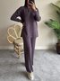Deux Pièces Ensembles Décontracté Plain Printemps / Automne Tricoté Zip Quotidien Top Avec Pantalons Régulier Col mi-ouvert pour Femmes