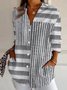 Chemises Rayé Décontracté Printemps / Automne Aucune élasticité Quotidien Coupe Régulière Manches Longues Droit Col de Chemise pour Femmes