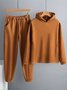 Deux Pièces Ensembles Femmes Décontracté Plain Printemps / Automne Sweat-shirt à Capuche Micro-élasticité Ample Taille Élastique Droit Régulier