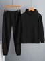 Deux Pièces Ensembles Femmes Décontracté Plain Printemps / Automne Sweat-shirt à Capuche Micro-élasticité Ample Taille Élastique Droit Régulier