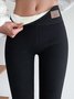 Pantalons De Yoga Décontracté Plain Hiver Naturel à Haute Élasticité Serré Droit en Toison en Toison pour Femmes