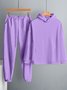 Deux Pièces Ensembles Femmes Décontracté Plain Printemps / Automne Sweat-shirt à Capuche Micro-élasticité Ample Taille Élastique Droit Régulier