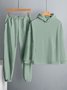 Deux Pièces Ensembles Femmes Décontracté Plain Printemps / Automne Sweat-shirt à Capuche Micro-élasticité Ample Taille Élastique Droit Régulier