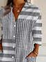 Chemises Rayé Décontracté Printemps / Automne Aucune élasticité Quotidien Coupe Régulière Manches Longues Droit Col de Chemise pour Femmes