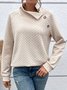 Sweat-shirts Décontracté Plain Printemps / Automne Col V Micro-élasticité Ample Jersey Régulier Droit pour Femmes