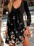 Robes Décontracté Floral Printemps / Automne Col V Jersey Droit Régulier T.-N.-L. Non Ceinture pour Femmes