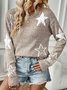 Pulls Femmes Décontracté Printemps / Automne Motif d'Étoile Naturel Quotidien Ample Fil/fil de laine Droit Régulier