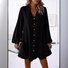 Robes Décontracté Plain Été Polyester Col V Aucune élasticité Quotidien Manches Longues Régulier pour Femmes