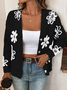 Cardigans Femmes Décontracté Floral Printemps / Automne Ample Manches Longues Régulier Droit Boucle Élasticité moyenne