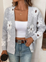 Cardigans Femmes Décontracté Floral Printemps / Automne Ample Manches Longues Régulier Droit Boucle Élasticité moyenne