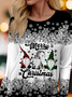 T-shirts Femmes Décontracté Printemps / Automne Flocon de Neige Aucune élasticité Ample Manches Longues Droit Régulier Non