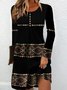 Robes Boho Ethnique Printemps / Automne Naturel Col Rond Robe t-shirt Régulier ré Non Ceinture pour Femmes