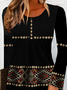 Robes Boho Ethnique Printemps / Automne Naturel Col Rond Robe t-shirt Régulier ré Non Ceinture pour Femmes