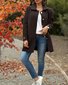 Blousons Femmes Décontracté Plain Automne Naturel Micro-élasticité Manches Longues Col Châle Régulier Droit