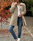 Blousons Femmes Décontracté Plain Automne Naturel Micro-élasticité Manches Longues Col Châle Régulier Droit