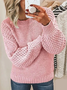 Pulls Femmes Décontracté Plain Printemps / Automne Micro-élasticité Quotidien Ample Fil/fil de laine Droit Régulier