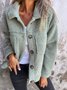 Caniche Blousons Femmes Décontracté Plain Hiver Aucune élasticité Ample Col Châle Tissu pelucheux/polaire granuleux Chemise Blouson Droit