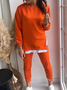 Deux Pièces Ensembles Décontracté Plain Printemps / Automne Micro-élasticité Quotidien Ample Jersey Col Rond Régulier pour Femmes