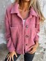 Caniche Blousons Femmes Décontracté Plain Hiver Aucune élasticité Ample Col Châle Tissu pelucheux/polaire granuleux Chemise Blouson Droit