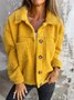 Caniche Blousons Femmes Décontracté Plain Hiver Aucune élasticité Ample Col Châle Tissu pelucheux/polaire granuleux Chemise Blouson Droit