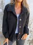 Caniche Blousons Femmes Décontracté Plain Hiver Aucune élasticité Ample Col Châle Tissu pelucheux/polaire granuleux Chemise Blouson Droit