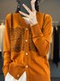Cardigans Géométrique Décontracté Printemps / Automne Naturel Ample Manches Longues Mi-long Régulier Non pour Femmes