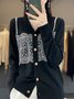 Cardigans Géométrique Décontracté Printemps / Automne Naturel Ample Manches Longues Mi-long Régulier Non pour Femmes