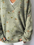 Pulls Femmes Décontracté Floral Printemps / Automne Manches Longues Fil/fil de laine Régulier Droit Régulier Élasticité moyenne