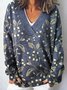 Pulls Femmes Décontracté Floral Printemps / Automne Manches Longues Fil/fil de laine Régulier Droit Régulier Élasticité moyenne